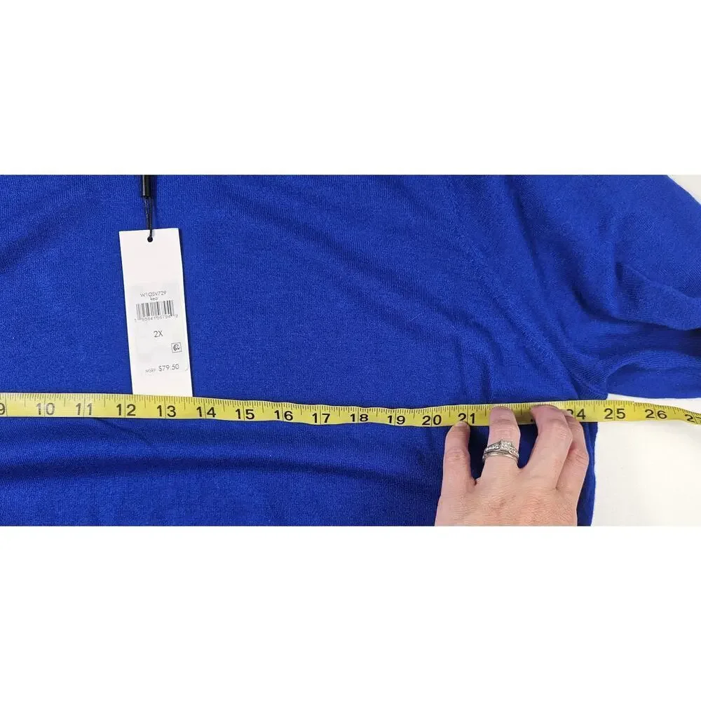 NWT CK 2X bright blue crew neck sweater career casual winter soft relaxed fit